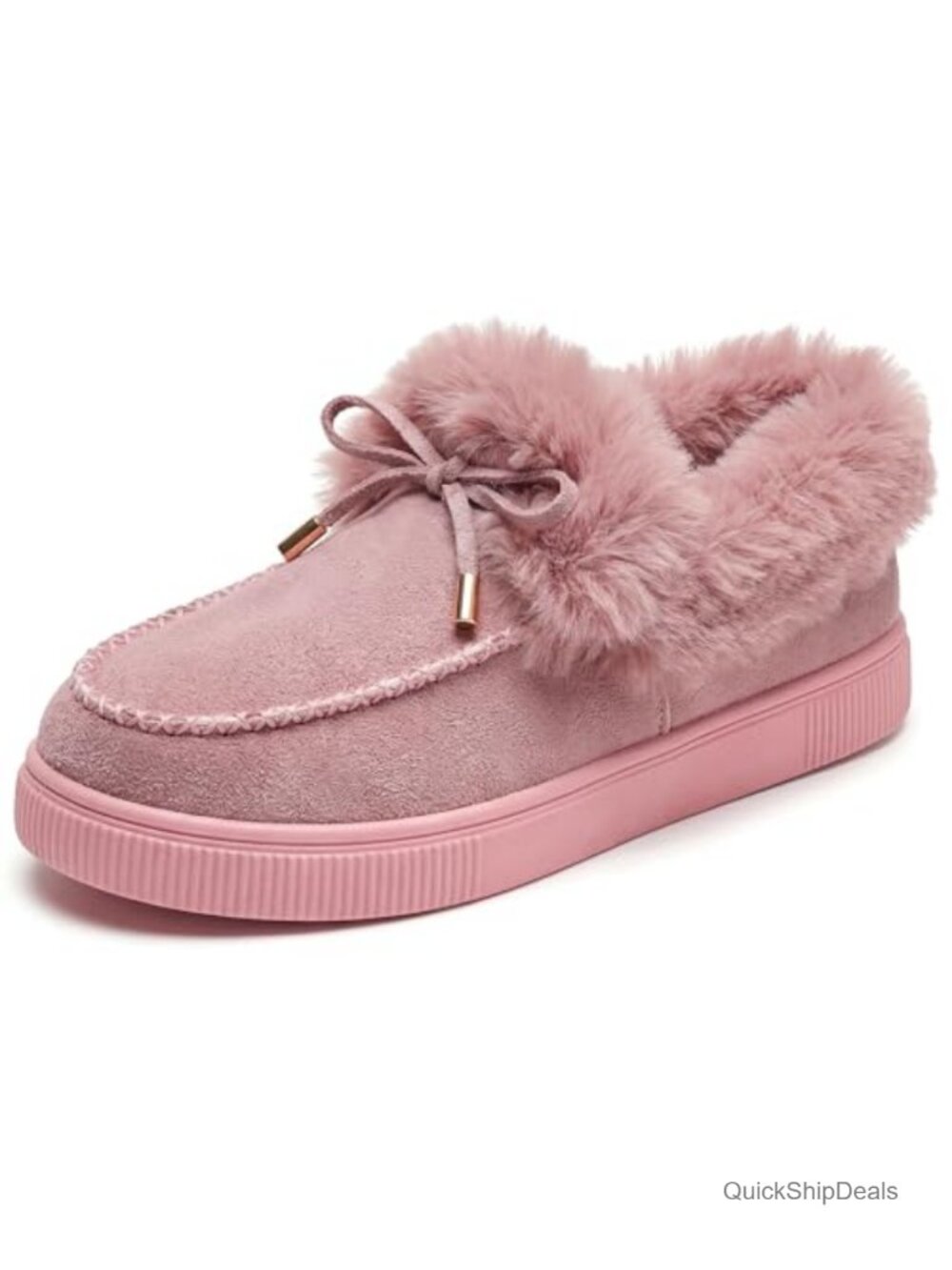 Faux Suede Lace-Up Flat Ankle Snow Boots Winter Warm Non-Slip